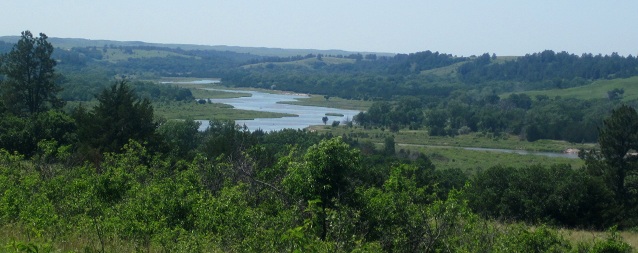 Niobrara River winding through wooded hills
